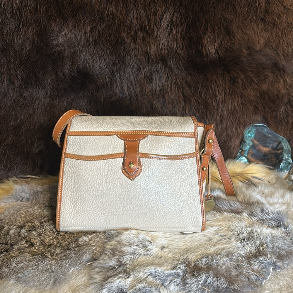Dooney & Bourke Cream and Brown Leather Trim Crossbody Bag - Picture 6 of 7